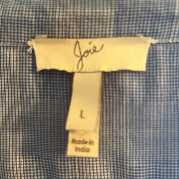 Joie Blue Plaid Button‎ Down Women Blouse, Size Large - Picture 2 of 5